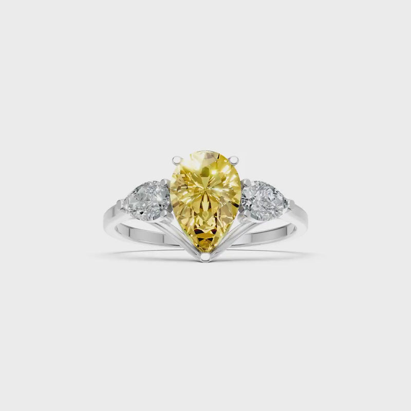 Citrine Three Pear Cut Stone Ring