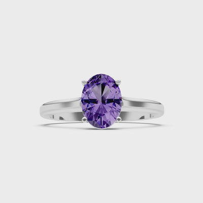Amethyst Oval 8x6mm Normal Gold Quality 4 Prong Solitaire 8x6 mm Oval Shape Engagement Ring Cathedral Setting