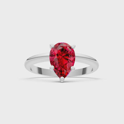 Ruby 5 Prong Pear Shape Solitaire Engagement Ring