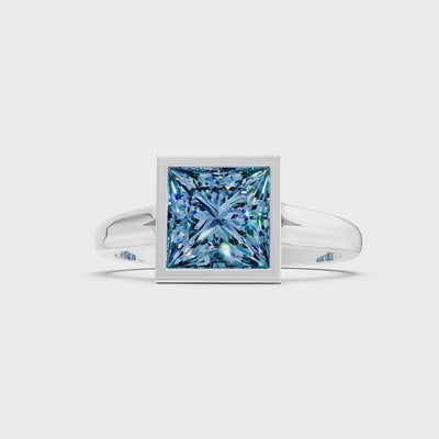 Alexandrite Princess Shape Bezel Solitaire Ring