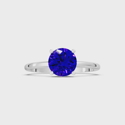 Amethyst Round 6.5mm Normal 4 Prong Solitaire Round Engagement Ring Cathedral Setting