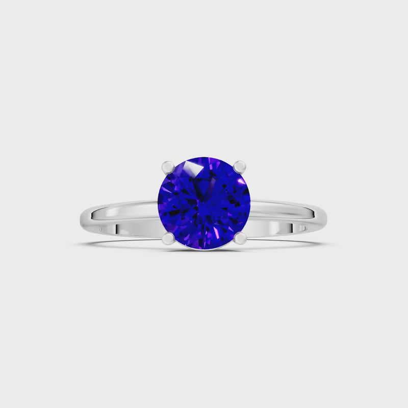 Amethyst Round 6.5mm Normal 4 Prong Solitaire Round Engagement Ring Cathedral Setting