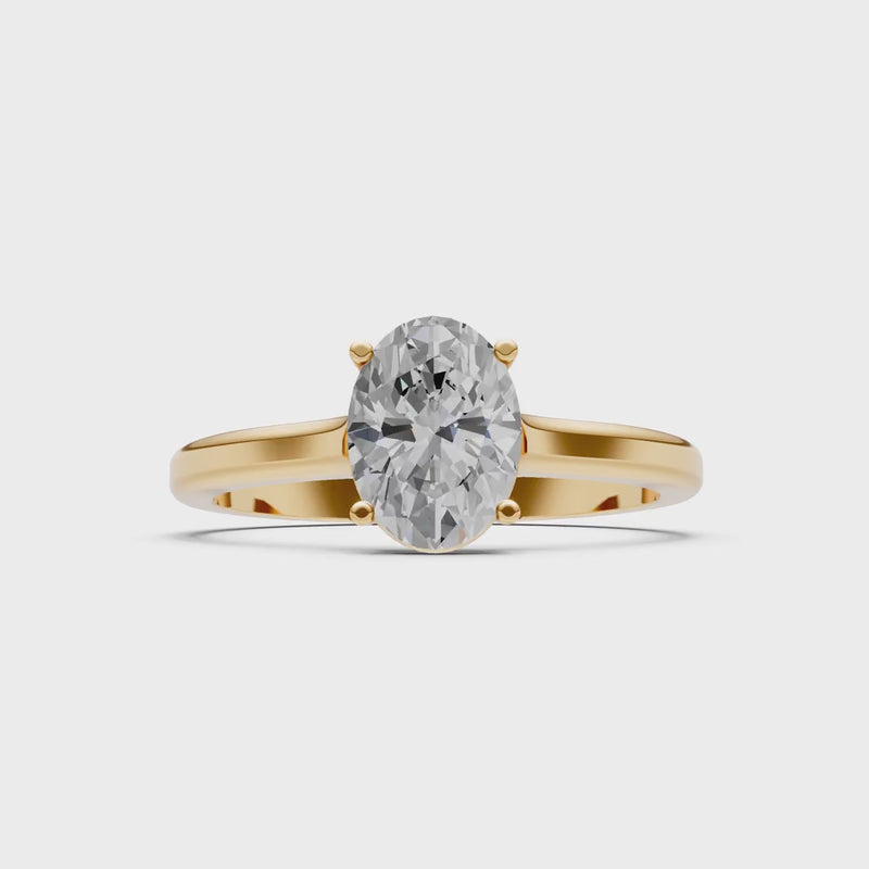 Oval Cut Gold Solitaire Diamond Engagement Ring
