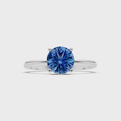 London Blue Topaz Round 6.5mm Normal 4 Prong Solitaire Round Engagement Ring Cathedral Setting