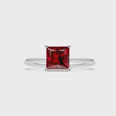 Garnet Princess Cut 6mm Normal Gold Quality 4 Prong Princess Cut Basket Classic Solitaire Engagement Ring