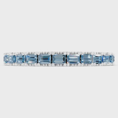 Aquamarine Straight Baguette Thin Half Eternity Band
