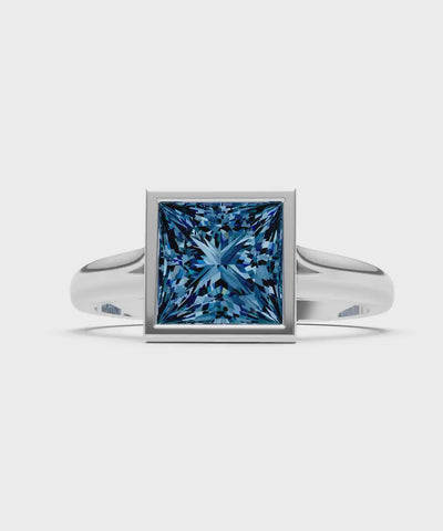 Alexandrite Princess Shape Bezel Solitaire Ring