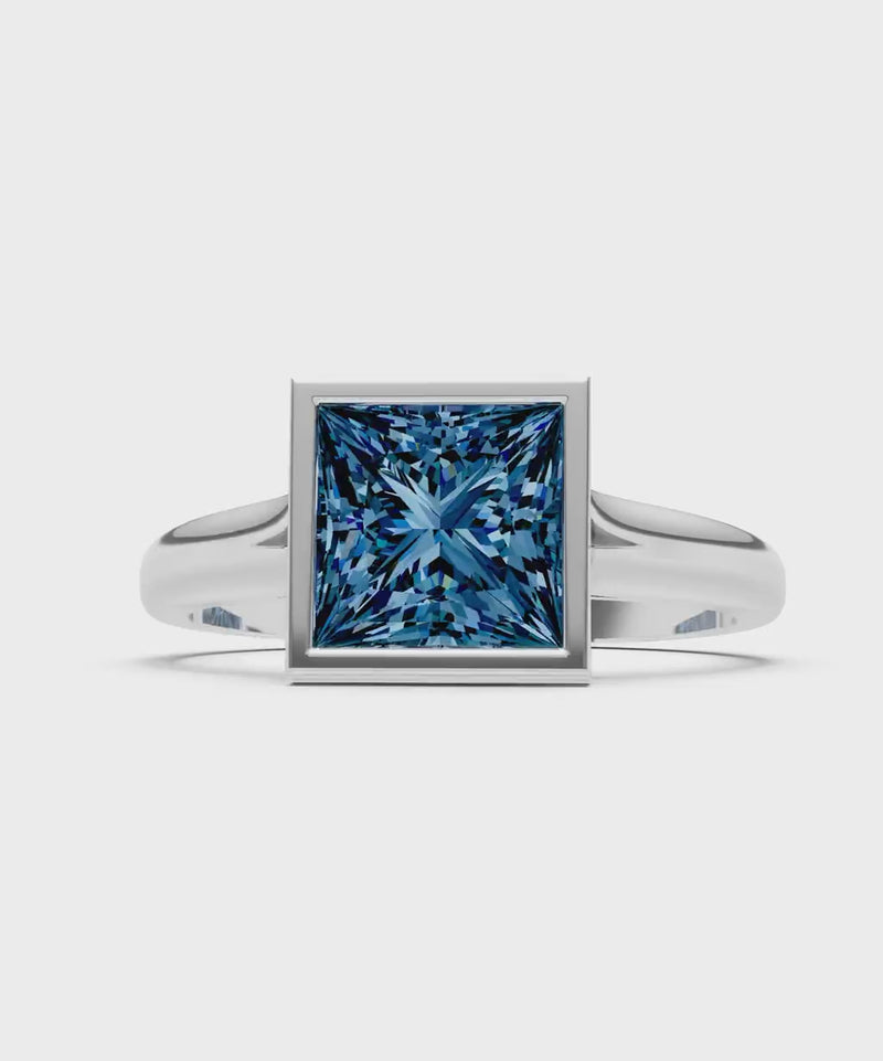 Alexandrite Princess Shape Bezel Solitaire Ring