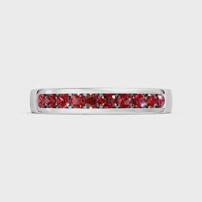 Garnet Minimalist Channel Set Round Cut Half Eternity