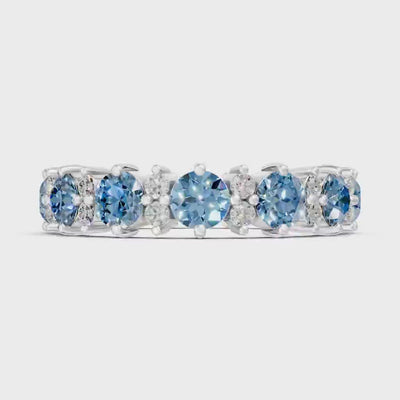 Aquamarine Round Cut Full Eternity Band