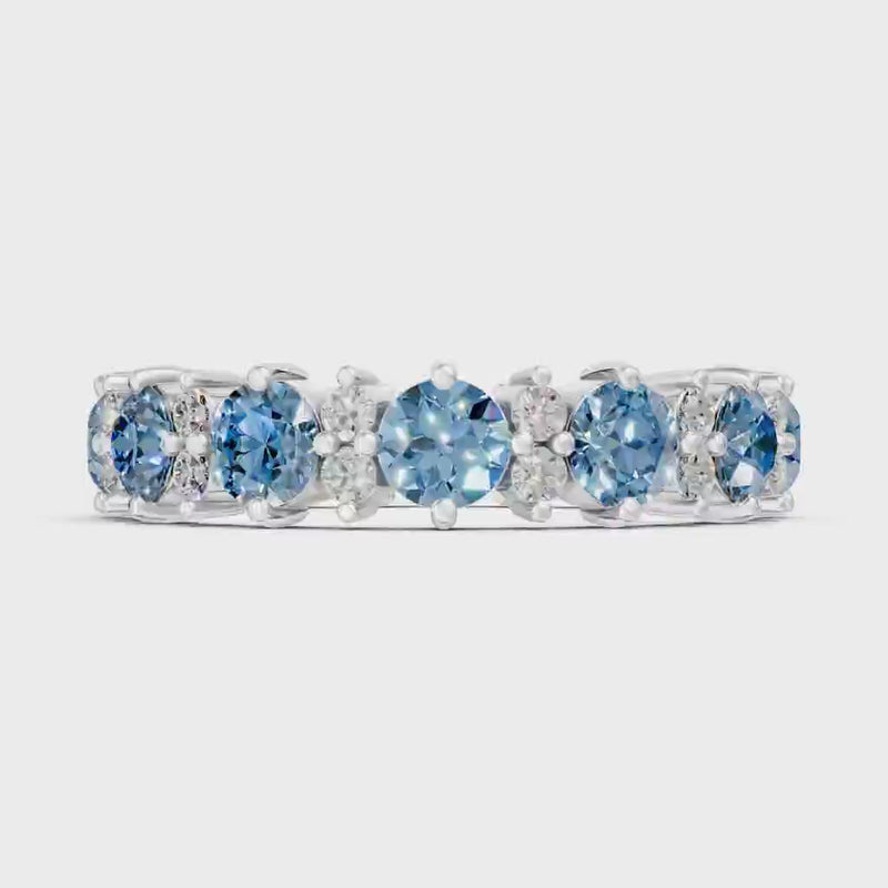 Aquamarine Round Cut Full Eternity Band