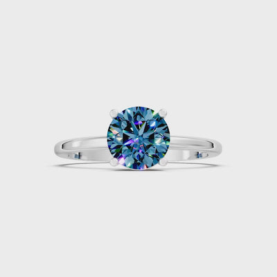 Alexandrite 4 Prong Solitaire Round Engagement Ring Cathedral Setting