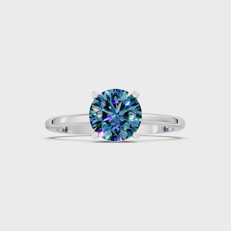 Alexandrite 4 Prong Solitaire Round Engagement Ring Cathedral Setting
