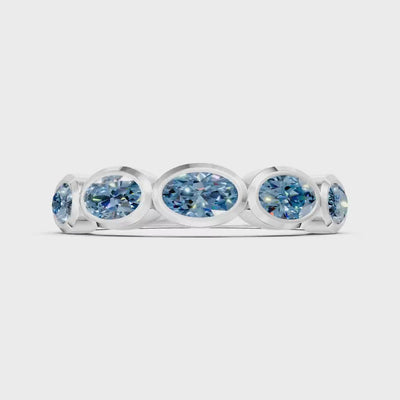 Aquamarine Bezel Set Oval Cut Half Eternity Band