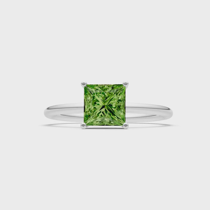 Peridot Princess Cut 6mm Normal Gold Quality 4 Prong Princess Cut Basket Classic Solitaire Engagement Ring