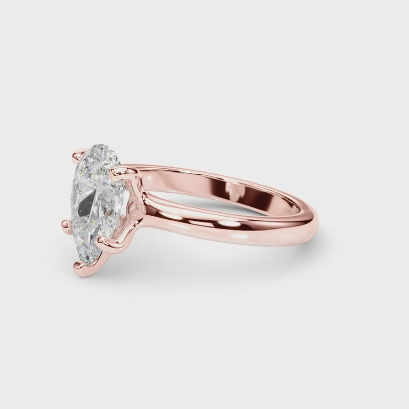 PEORA Solid 18K Yellow Gold Ring - 1 Ct Lab Grown Diamond for , 8.5x5.5mm Pear Shape Cut Promise, Engagement or Anniversary Ring, Jewelry Gift, w/Jewelry Box