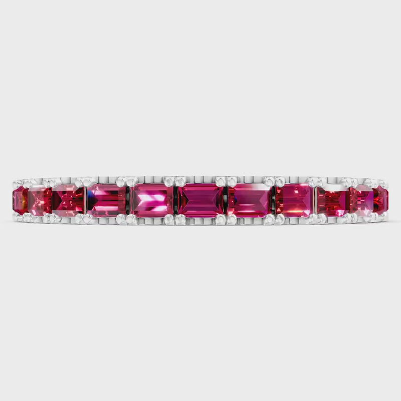 Ruby Straight Baguette Thin Half Eternity Band