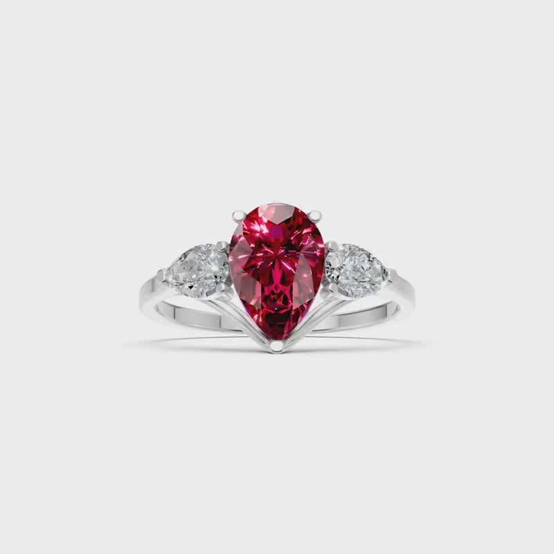 Ruby Three Pear Cut Stone Ring
