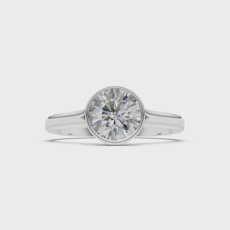 CVD Round 6.5mm Round Bezel Set Solitaire Ring