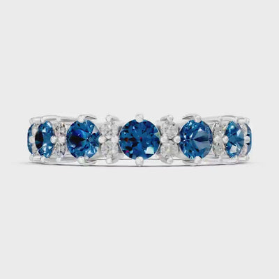 London Blue Topaz Round Cut Full Eternity Band