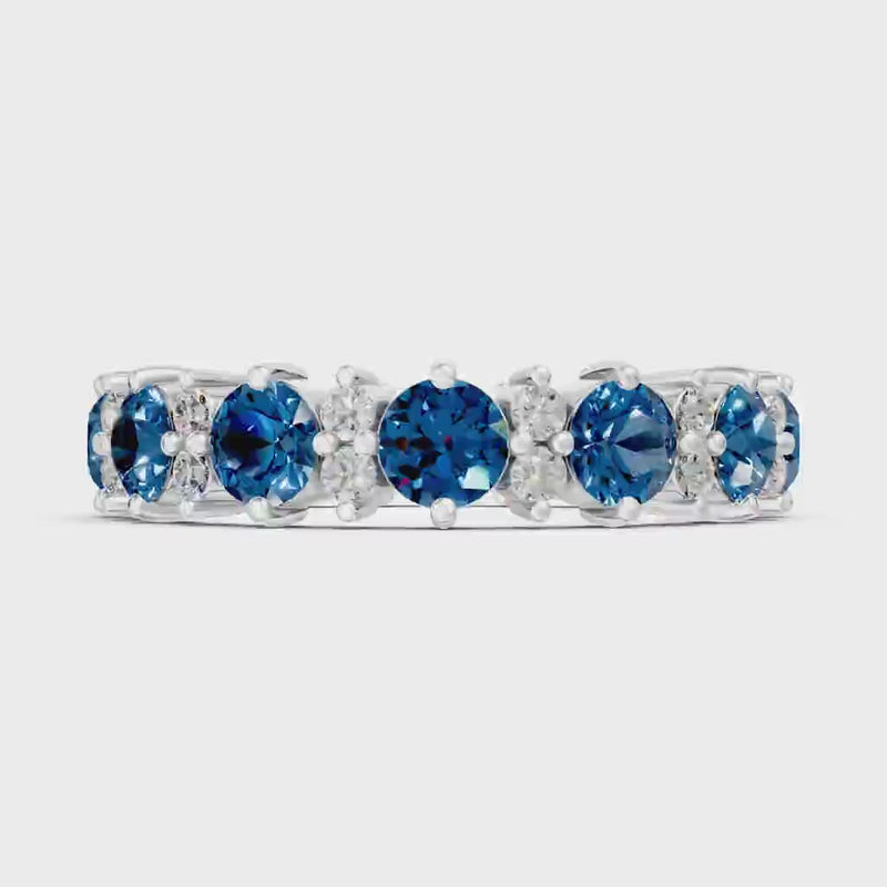 London Blue Topaz Round Cut Full Eternity Band