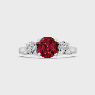 Ruby Three Round Cut Stone Ring