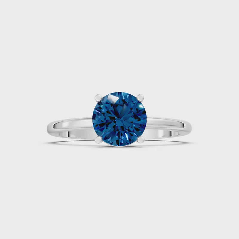 London Blue Topaz Round 6.5mm Normal 4 Prong Solitaire Round Engagement Ring Cathedral Setting