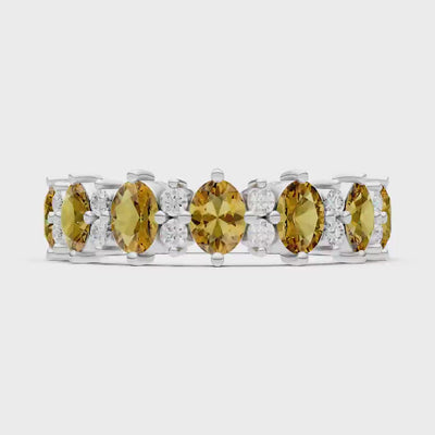 Citrine Oval & Round Gemstone Full Eternity Band