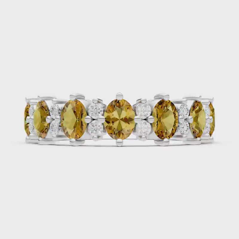 Citrine Oval & Round Gemstone Full Eternity Band