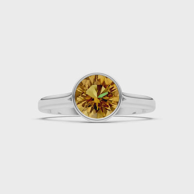 Citrine Round 6.5mm Normal Round Bezel Set Solitaire Ring