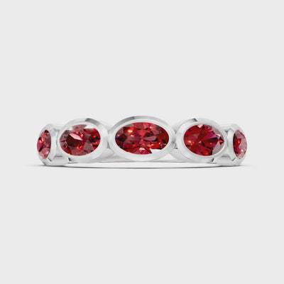 Garnet Bezel Set Oval Cut Half Eternity Band