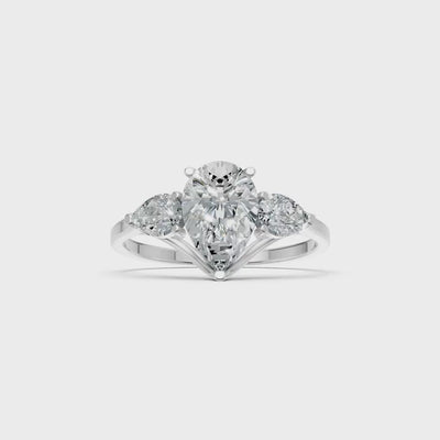 3 Pear Shape Gemstone with Lab-grown Diamond Pear Shape Ring