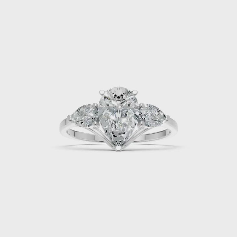 3 Pear Shape Gemstone with Lab-grown Diamond Pear Shape Ring