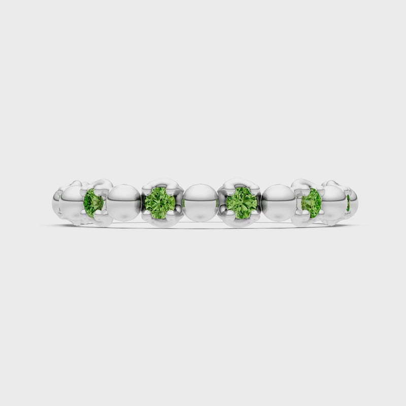 Peridot Beaded Diamond Stacking Ring