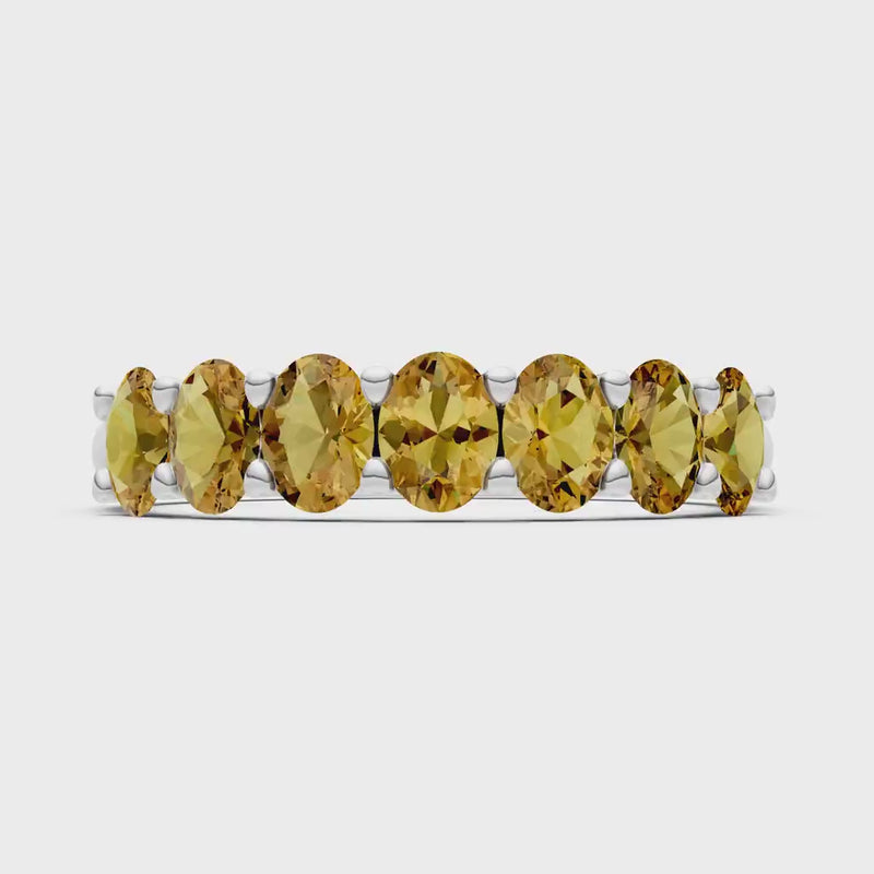 Citrine 7 Stone Alternating Oval Gemstone Ring