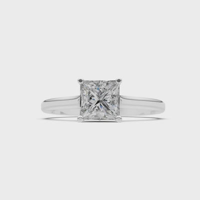 CVD Princess Cut 6mm 4 Prong Princess Cut Solitaire Cathedral Ring