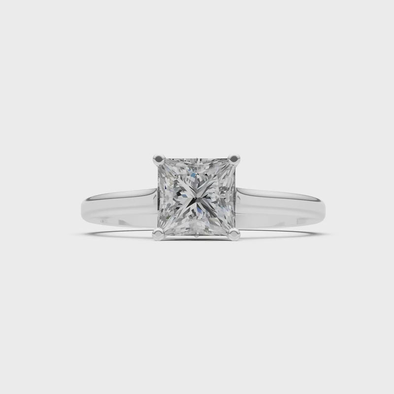CVD Princess Cut 6mm 4 Prong Princess Cut Solitaire Cathedral Ring