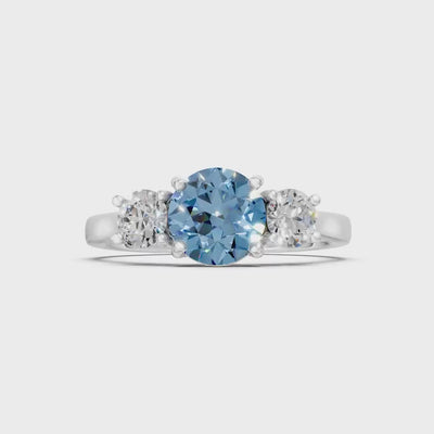 Aquamarine Three Round Cut Stone Ring