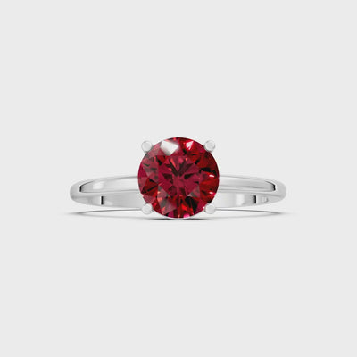 Created Ruby Round 6.5mm Normal 4 Prong Solitaire Round Engagement Ring Cathedral Setting