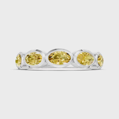 Citrine Bezel Set Oval Cut Half Eternity Band