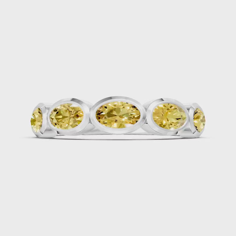 Citrine Bezel Set Oval Cut Half Eternity Band