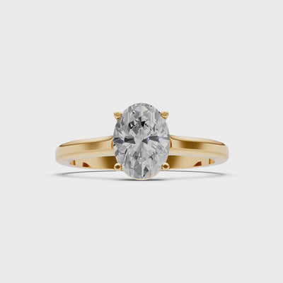 Oval Cut  Gold Solitaire Diamond Engagement Ring