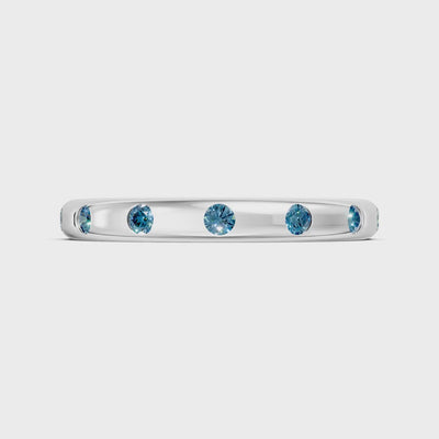 Swiss Blue Topaz Flush Set Stacking Wedding Ring