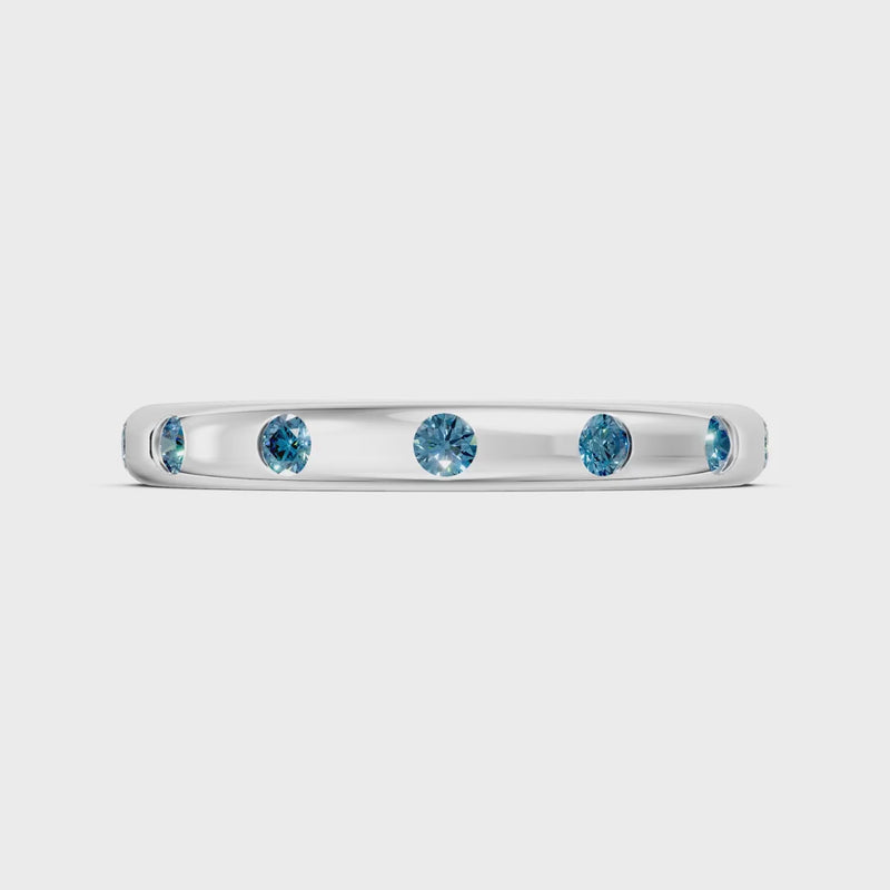 Swiss Blue Topaz Flush Set Stacking Wedding Ring