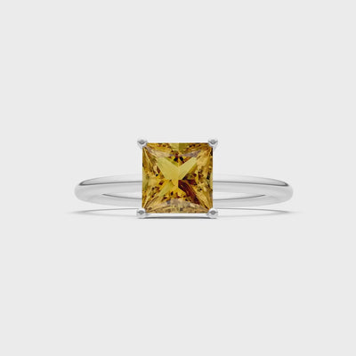 Citrine Princess Cut 6mm Normal Gold Quality 4 Prong Princess Cut Basket Classic Solitaire Engagement Ring