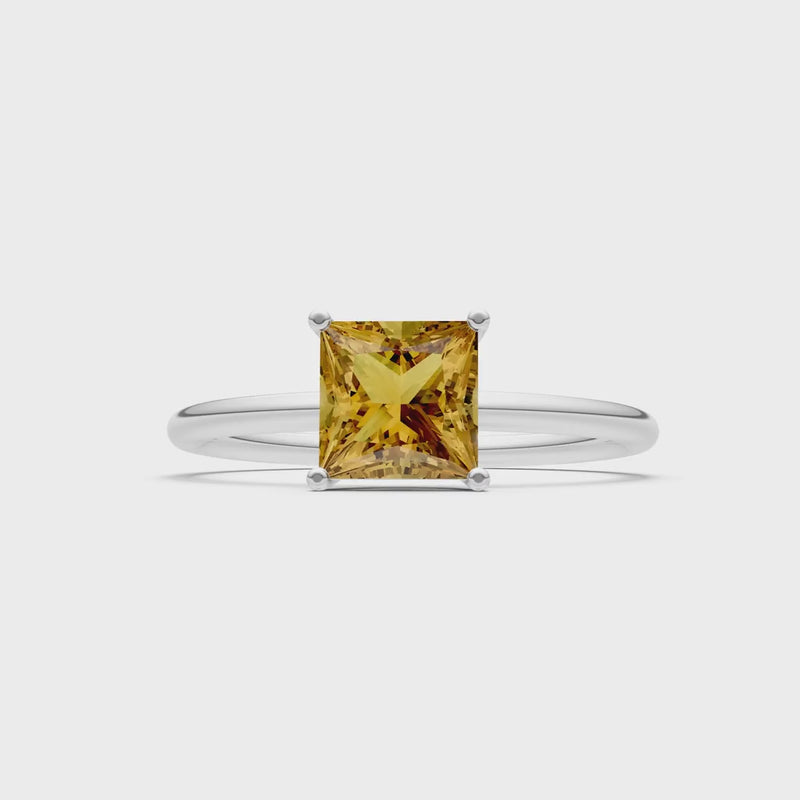 Citrine Princess Cut 6mm Normal Gold Quality 4 Prong Princess Cut Basket Classic Solitaire Engagement Ring