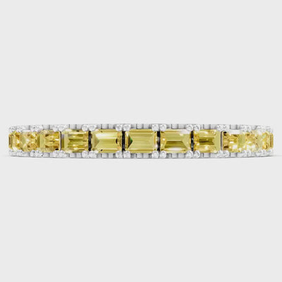 Citrine Straight Baguette Thin Half Eternity Band