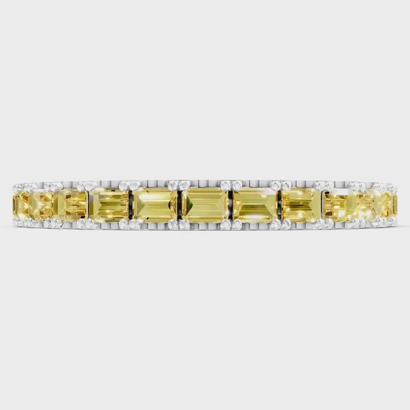 Citrine Straight Baguette Thin Half Eternity Band