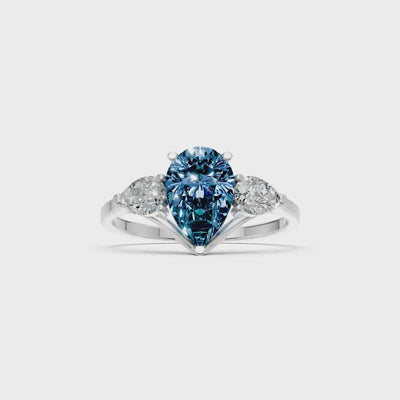 Alexandrite Three Pear Cut Stone Ring