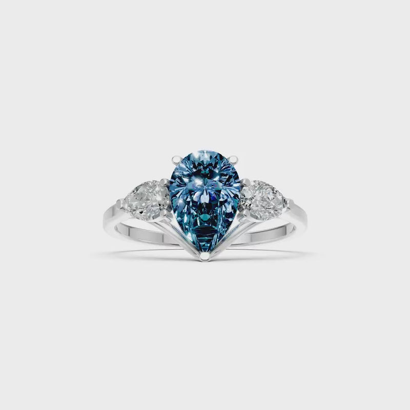 Alexandrite Three Pear Cut Stone Ring